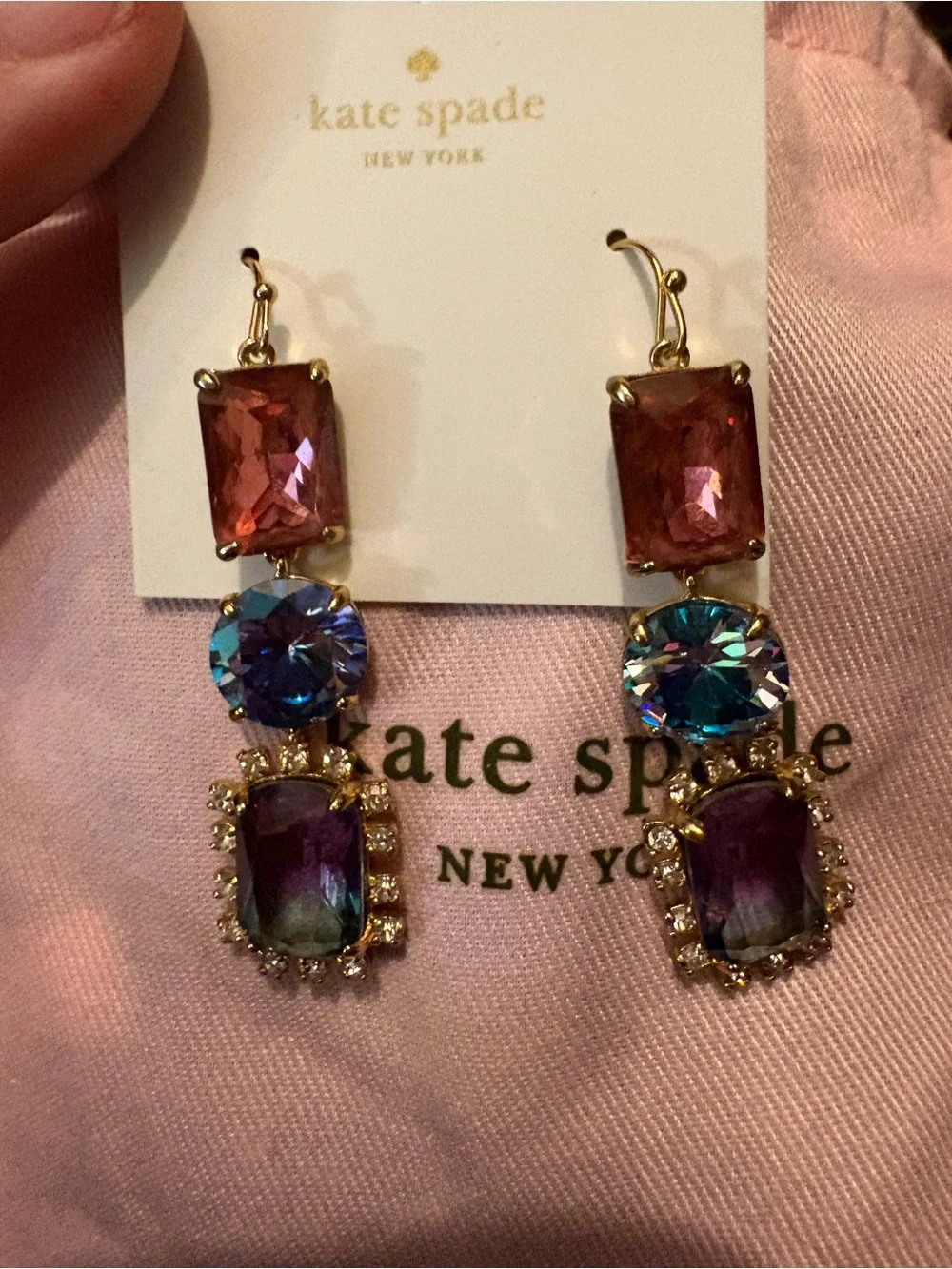 Rare Kate Spade Candy Crush Multicolor Crystal Drop Earrings